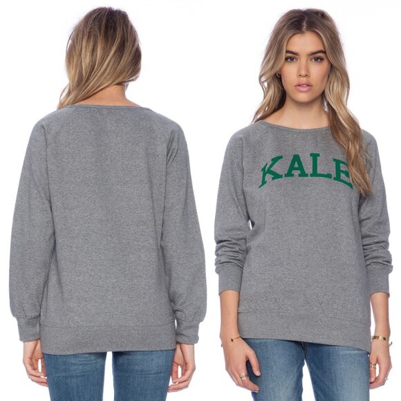 Suburban Riot - KALE Crewneck Pullover Sweatshirt | Small | Heather Gray & Green - Picture 3 of 11